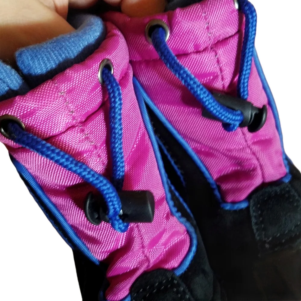 TOTES | Girl's Snow boots Balck & Pink Tie Knot Closure Size 8